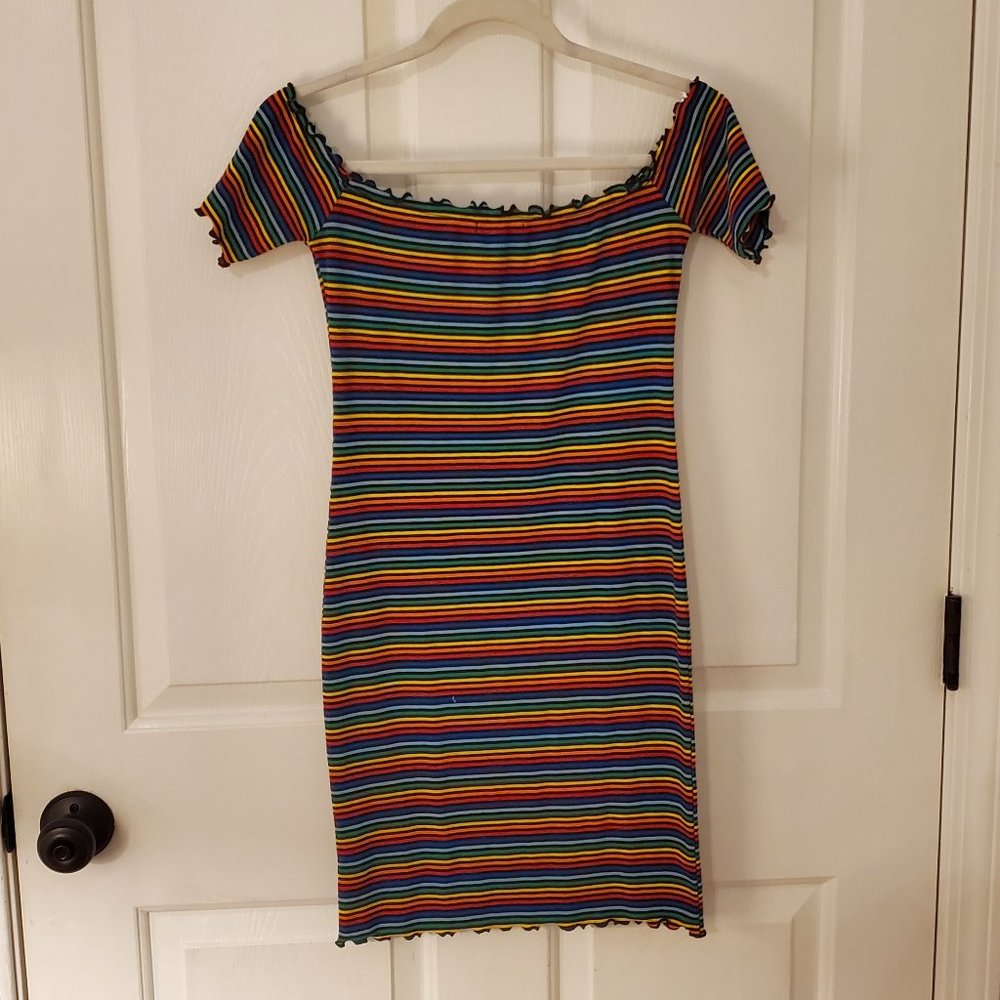 Rainbow Bodycon Dress - Size Large